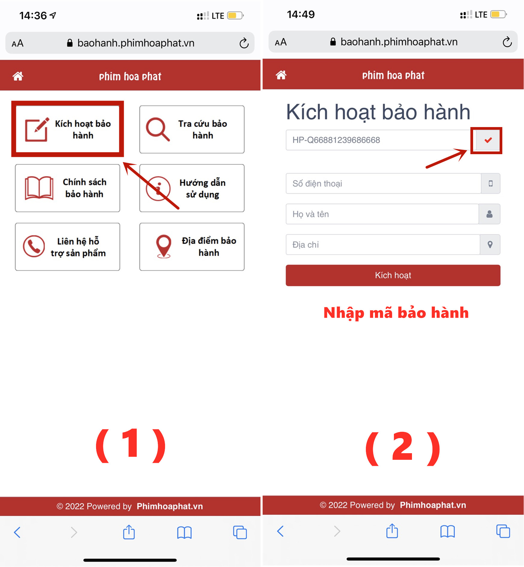 HƯỚNG DẪN KÍCH HOẠT BẢO HÀNH ĐIỆN TỬ PHIM HOÀ PHÁT