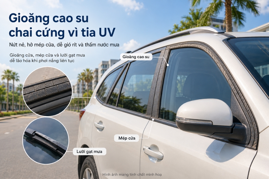 Gioang cao su kinh xe o to bi chai cung