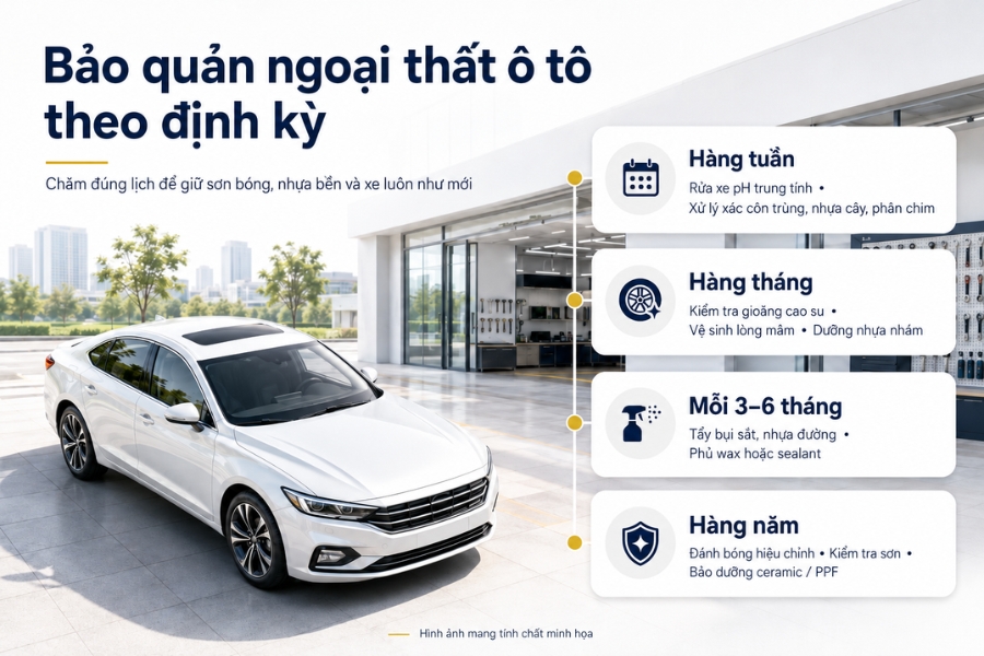 Nên tham khảo lịch bảo quản nội thất ô tô định kỳ