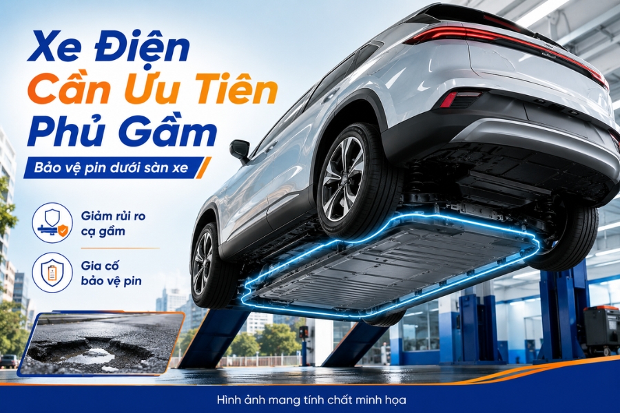 Xe điện cần ưu tiên phủ gầm chống cọ gầm và gia cố bảo vệ hệ thống pin dưới sàn