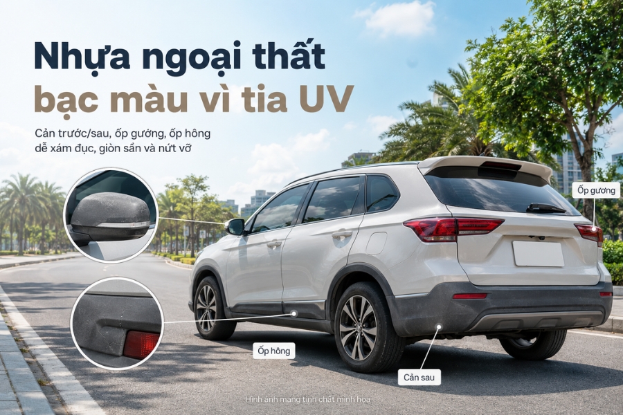 Nhua ngoai that o to bac mau vi tia uv