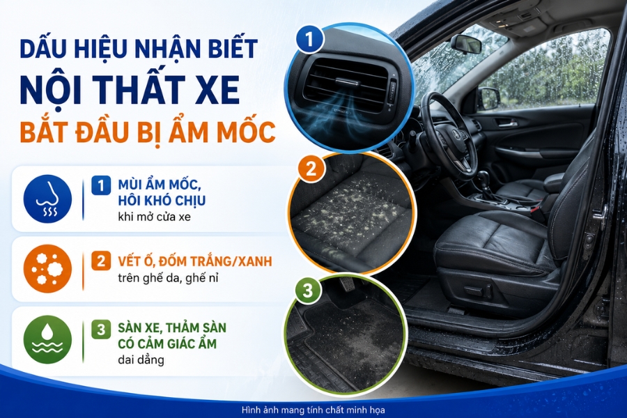 3 dấu hiệu cảnh báo nội thất xe hơi của bạn bắt đầu bị ẩm mốc