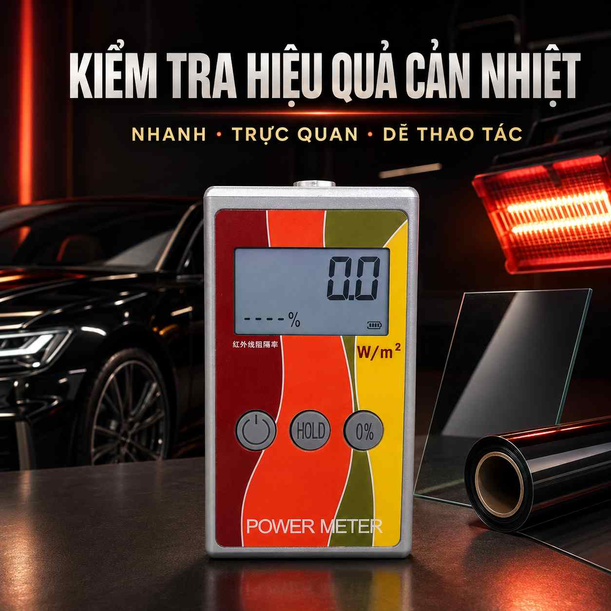 MÁY TEST CHỈ SỐ CẢN NHIỆT PHIM CÁCH NHIỆT POWER METER CẦM TAY
