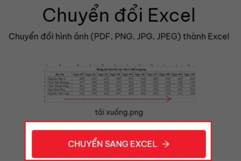 Chuyển sang Excel